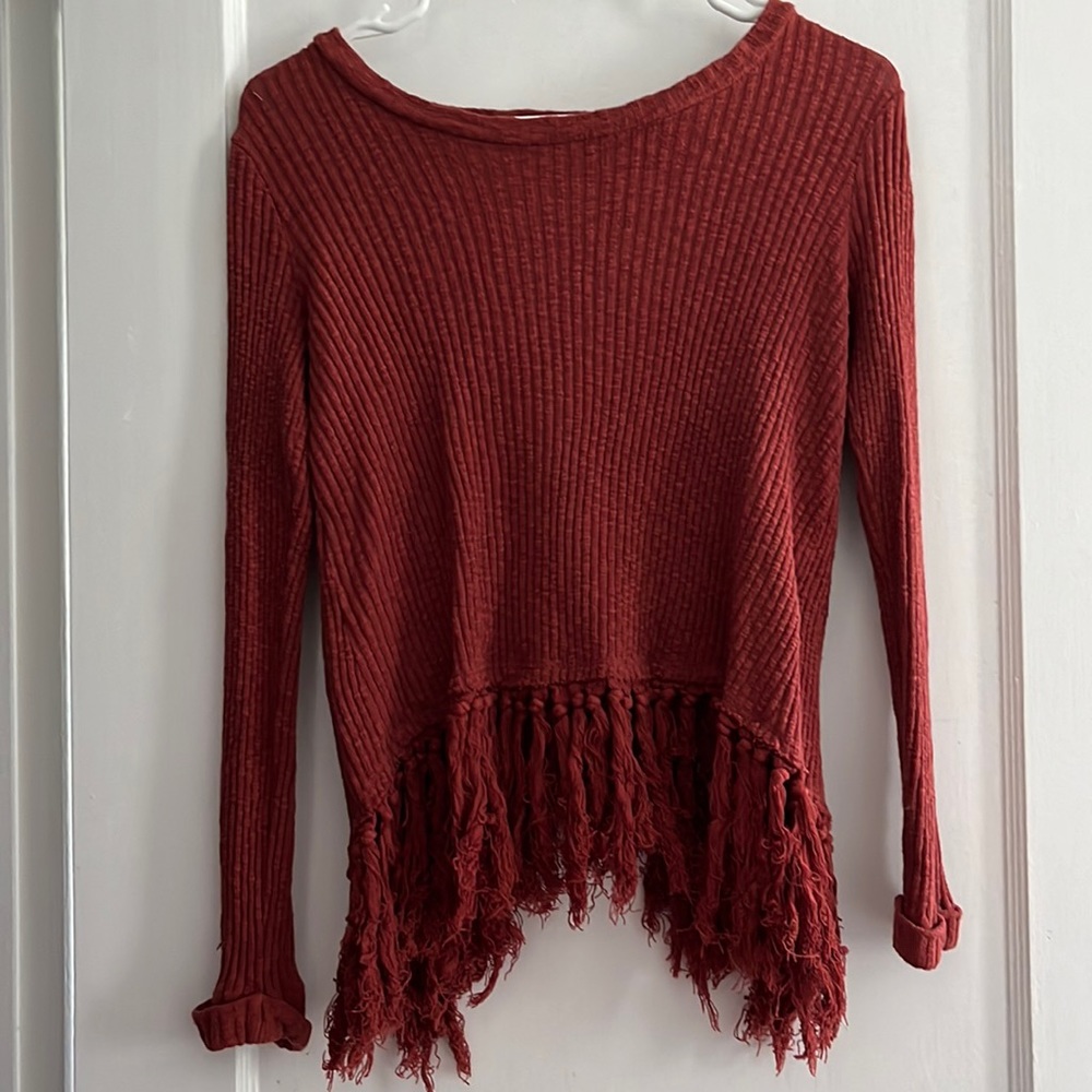 Eri + Ali (Anthropologie) auburn sweater.